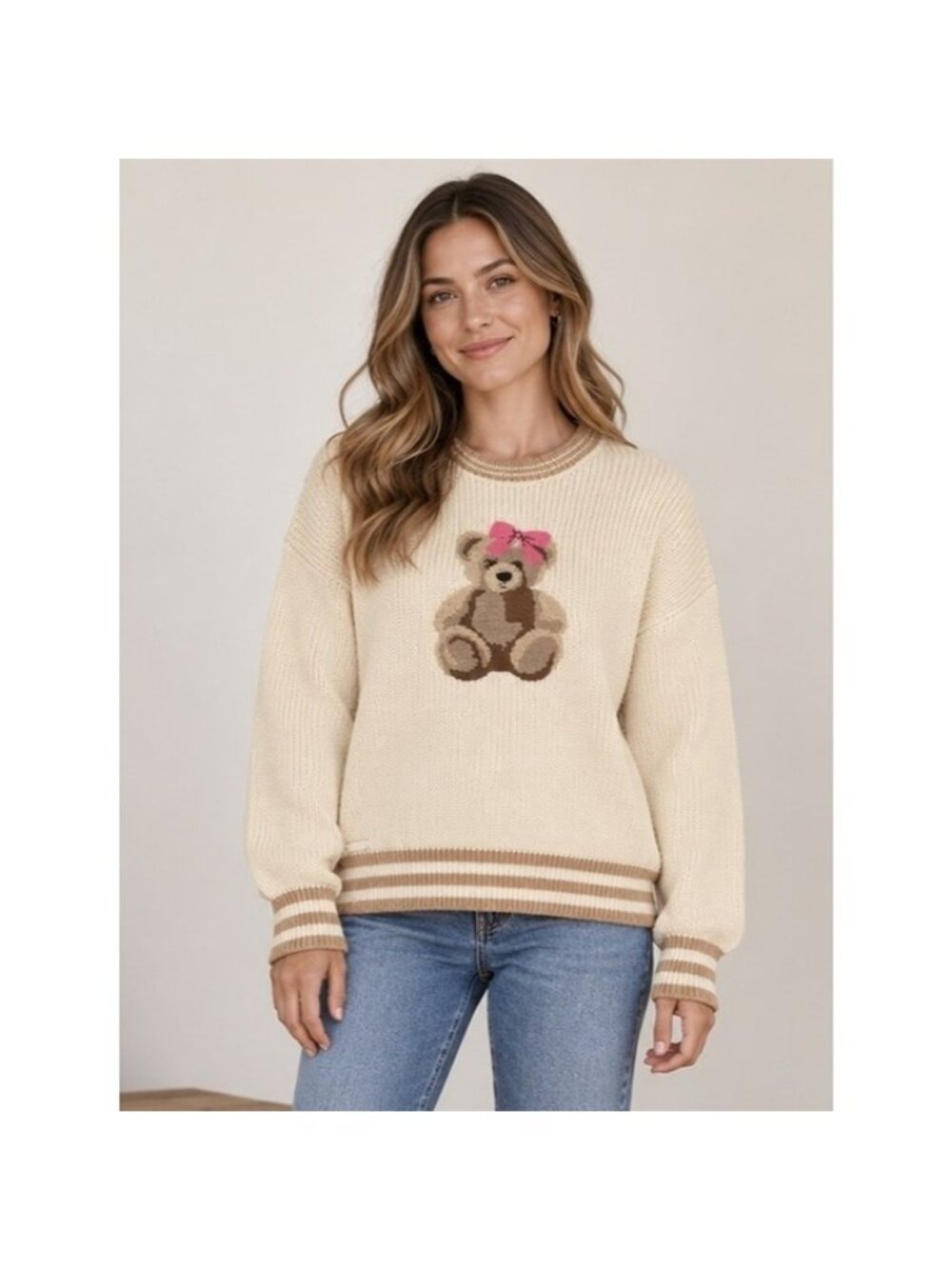 SIMPLY SOUTHERN Teddy Bear With Bow Sweater Size XXL NEW